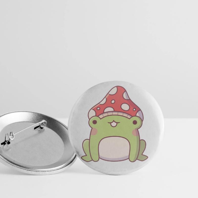 Cute Toadstool Frog Doodle Buttons small 1''/25 mm (5-pack)