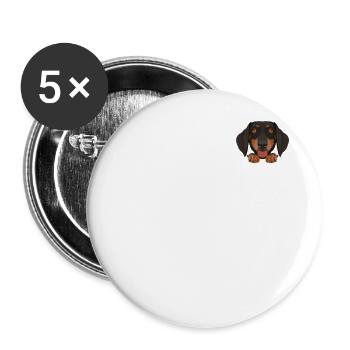 Dackel in der Brusttasche - Buttons klein 25 mm (5er Pack) - Weiß - Vorne