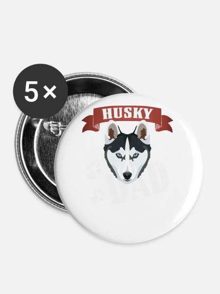 Husky Dad, Hundepapa - Buttons klein 25 mm (5er Pack) - Weiß
