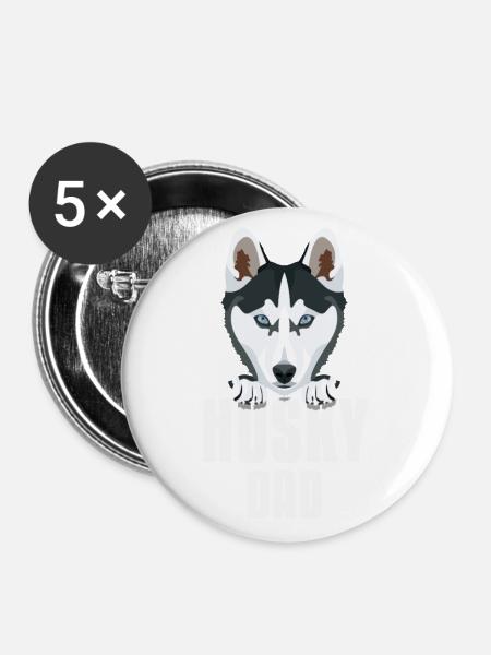 Husky Dad, Hundepapa - Buttons klein 25 mm (5er Pack) - Weiß