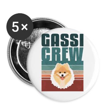 Gassi Crew, Zwergspitz - Lot de 5 petits badges (25 mm) - blanc - Devant