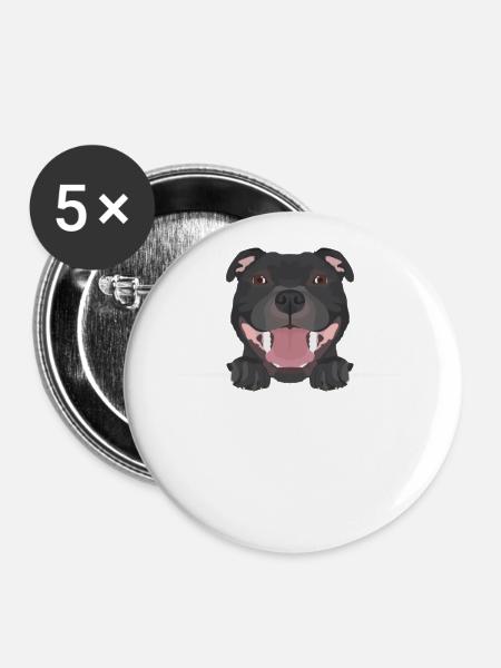 Lächelnder Staffordshire Bullterrier - Buttons klein 25 mm (5er Pack) - Weiß