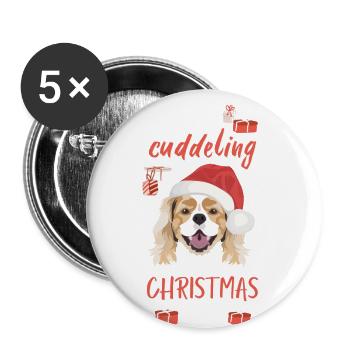 Cavalier King Charles Spaniel Weihnachten - Buttons klein 25 mm (5er Pack) - Weiß - Vorne