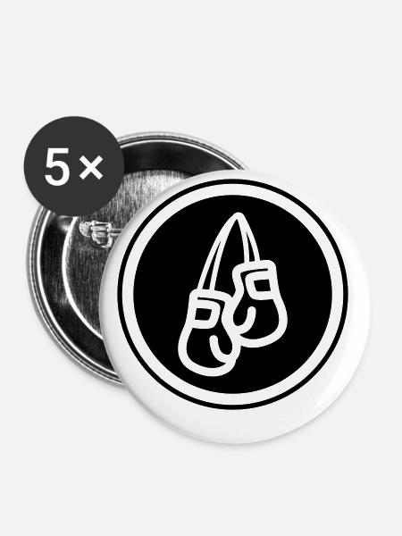 Boxen Boxhandschuhe Symbol - Buttons klein 25 mm (5er Pack) - Weiß