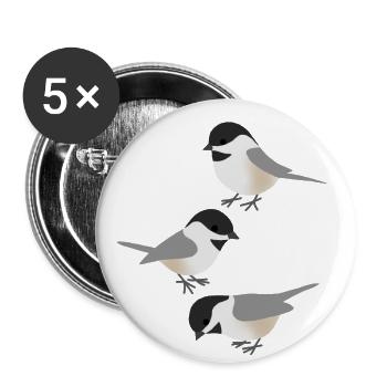 Drôles d’oiseaux Mésange - Lot de 5 petits badges (25 mm) - blanc - Devant