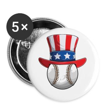 American July 4 Patriotic Baseball - Buttons small 1''/25 mm (5-pack) - white - Front