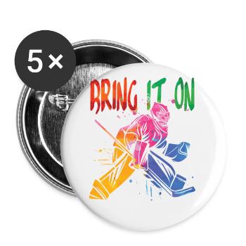 Bring it on for hockey players - Buttons small 1''/25 mm (5-pack) - white - Front