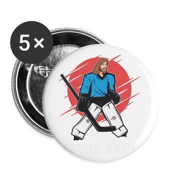 Jésus sauve pour les joueurs de hockey - Lot de 5 petits badges (25 mm) - blanc - Devant