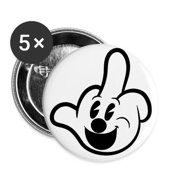 Mittelfinger Comic Handschuh Sarkasmus bürohumor - Buttons klein 25 mm (5er Pack) - Weiß - Vorne