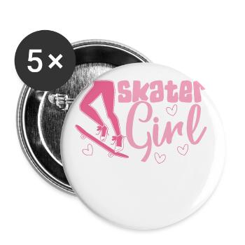 Skater girls for skateboarders - Buttons small 1''/25 mm (5-pack) - white - Front