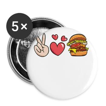 Friedensliebes-burger Für Hamburger-liebhaber - Buttons klein 25 mm (5er Pack) - Weiß - Vorne