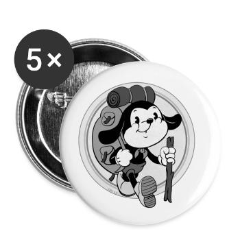 retro adventurer with backpack - Buttons small 1''/25 mm (5-pack) - white - Front