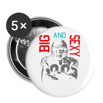 Football américain grand et sexy - Lot de 5 petits badges (25 mm) - blanc - Devant