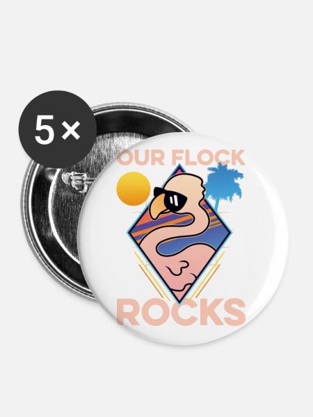 Unser Flock Rocks - Buttons klein 25 mm (5er Pack) - Weiß