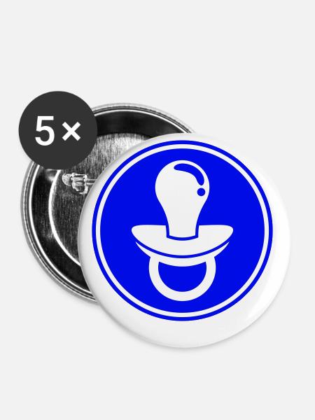 Schnuller Icon Symbol - Buttons klein 25 mm (5er Pack) - Weiß
