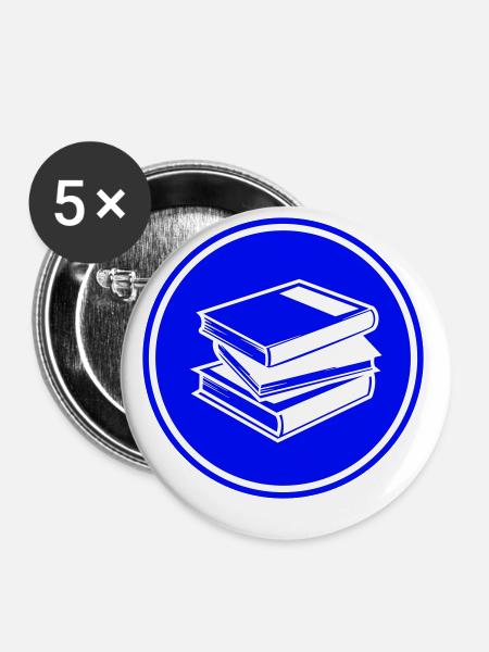 Bücher lesen - Buttons klein 25 mm (5er Pack) - Weiß