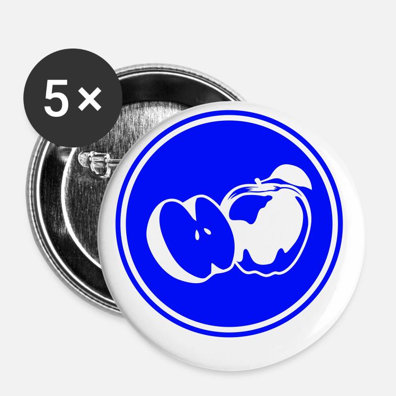 Apfel icon vitamine - Buttons klein 25 mm (5er Pack) - Weiß