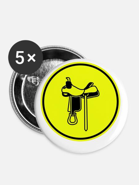 Sattel Symbol - Buttons klein 25 mm (5er Pack) - Weiß