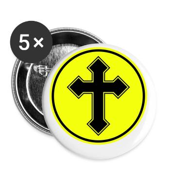Cross symbol - Buttons small 1''/25 mm (5-pack) - white - Front