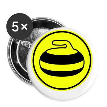Sport de curling - Lot de 5 petits badges (25 mm) - blanc - Devant