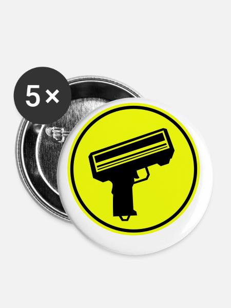 Waffe Money Rain - Buttons klein 25 mm (5er Pack) - Weiß
