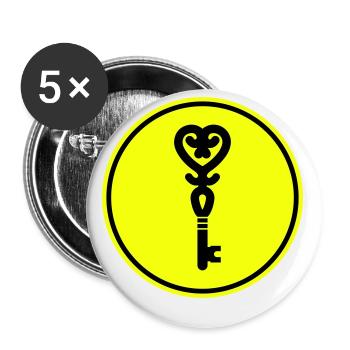 Mariage clé du cœur - Lot de 5 petits badges (25 mm) - blanc - Devant