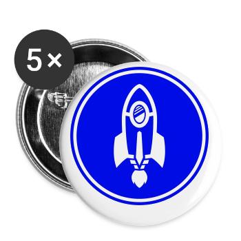 Symbole de fusée - Lot de 5 petits badges (25 mm) - blanc - Devant