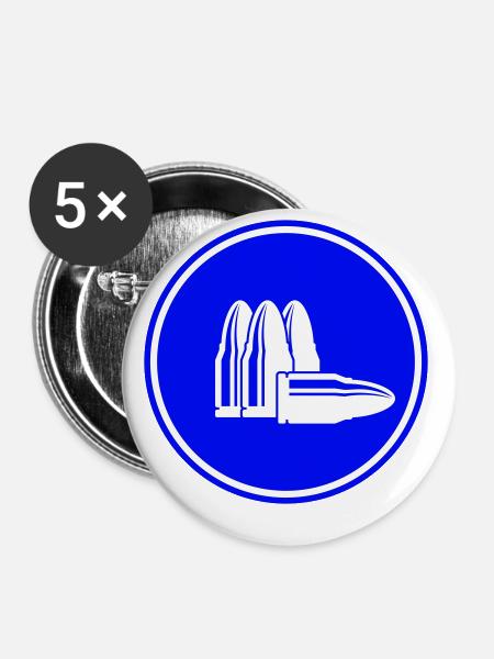 Patrone Icon symbol - Buttons klein 25 mm (5er Pack) - Weiß