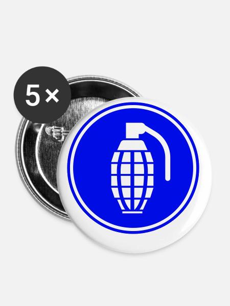 Granate waffe icon - Buttons klein 25 mm (5er Pack) - Weiß