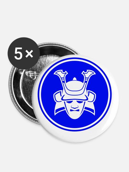 Samurai Helm - Buttons klein 25 mm (5er Pack) - Weiß