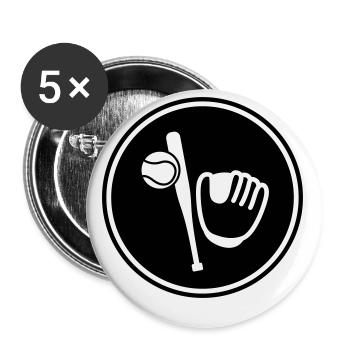 Base-ball - Lot de 5 petits badges (25 mm) - blanc - Devant