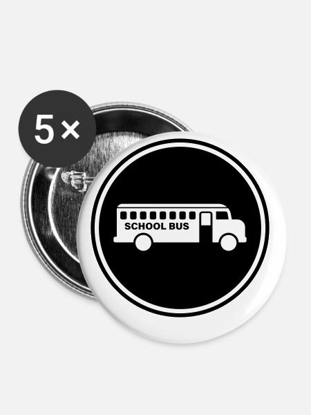 Schulbus schule - Buttons klein 25 mm (5er Pack) - Weiß