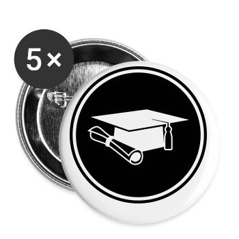 Casquette d’étudiant - Lot de 5 petits badges (25 mm) - blanc - Devant