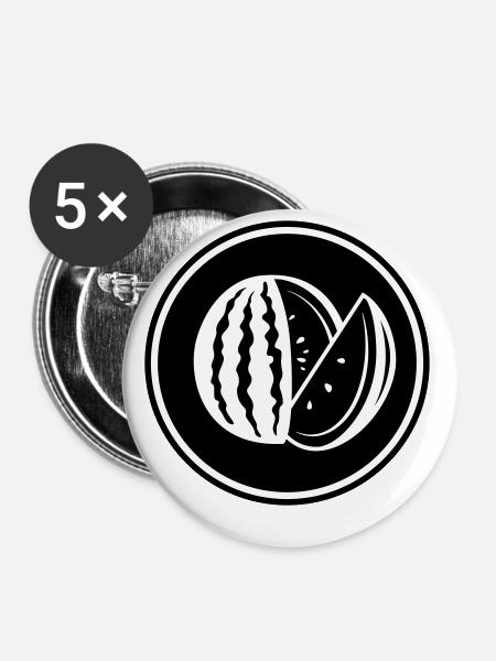 Melone Frucht - Buttons klein 25 mm (5er Pack) - Weiß