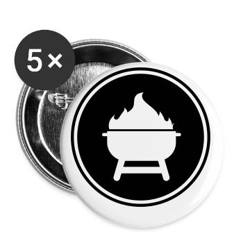 Icône Grill - Lot de 5 petits badges (25 mm) - blanc - Devant