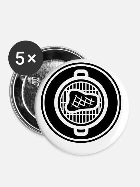 Steak Fleisch - Buttons klein 25 mm (5er Pack) - Weiß