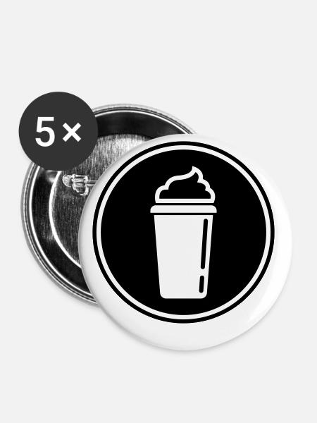 Kaffee Icon - Buttons klein 25 mm (5er Pack) - Weiß