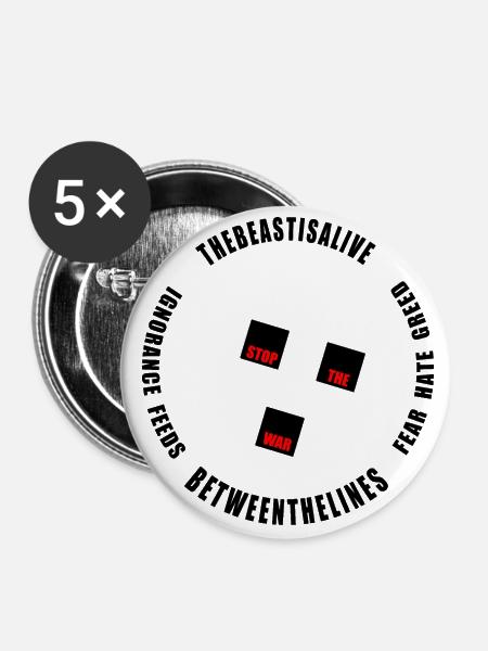 The Biest of War - Buttons klein 25 mm (5er Pack) - Weiß
