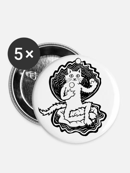 Muschelkatze - Buttons klein 25 mm (5er Pack) - Weiß