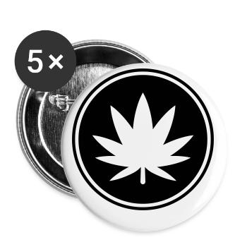 Hemp Leaf Icon - Buttons small 1''/25 mm (5-pack) - white - Front