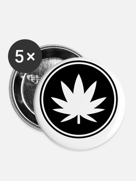 Hanf Blatt Icon - Buttons klein 25 mm (5er Pack) - Weiß