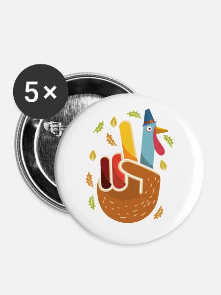 Peace Turkey Thanksgiving-herbstsaison-kürbis - Buttons klein 25 mm (5er Pack) - Weiß