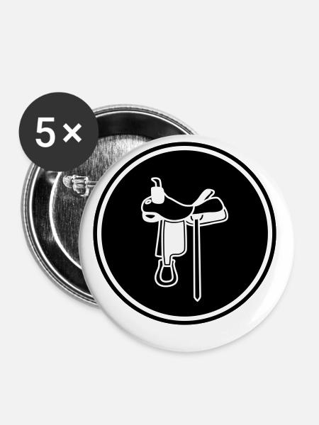 Sattel Symbol - Buttons klein 25 mm (5er Pack) - Weiß