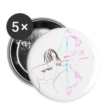 Archer T-Shirt Tir à l’arc - Lot de 5 petits badges (25 mm) - blanc - Devant