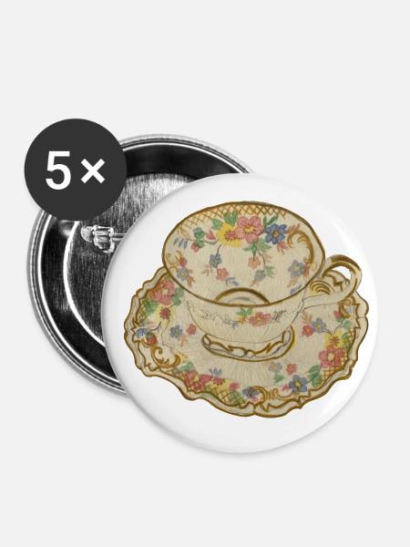 Teetasse - Buttons klein 25 mm (5er Pack) - Weiß