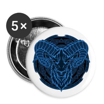 Wikinger Widder Aries - Buttons klein 25 mm (5er Pack) - Weiß - Vorne