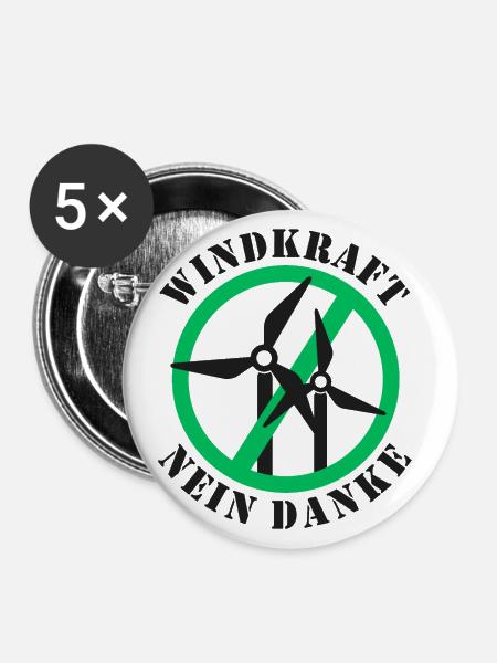 Windkraft Nein Danke - Buttons klein 25 mm (5er Pack) - Weiß