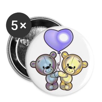 Bears in love 1 - Buttons small 1''/25 mm (5-pack) - white - Front