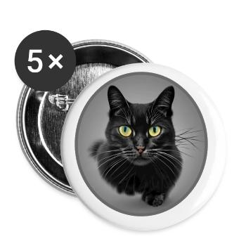 Stunning Black Cat Running - Buttons small 1''/25 mm (5-pack) - white - Front