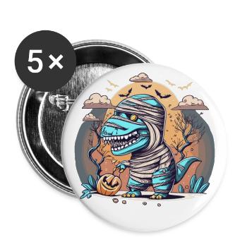 Tyrannosaurus Trex Halloween - Lot de 5 petits badges (25 mm) - blanc - Devant
